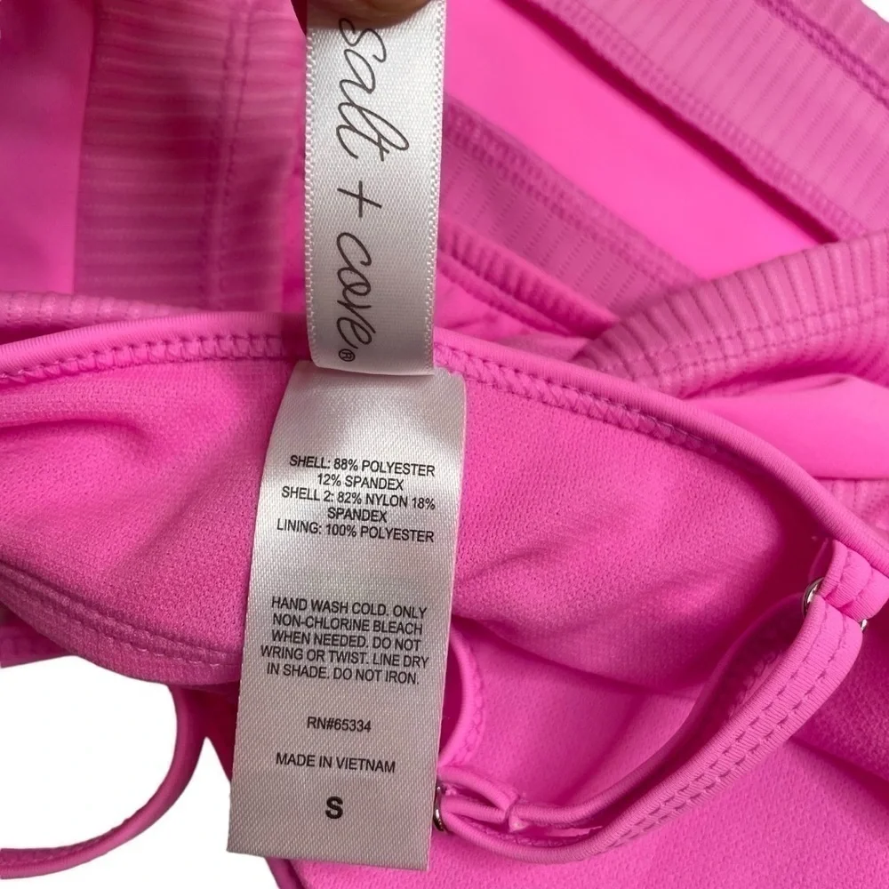 Salt + Cove Not What It Seams Swim Set Bikini Top and Bottoms Peony Pink S New